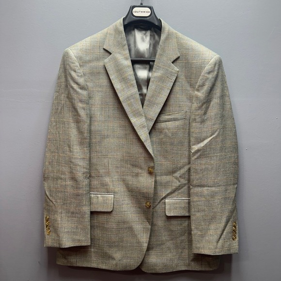 Southwick Other - Vintage Southwick Mens Sport Coat 44R Plaid Silk Linen Wool Blend NWT